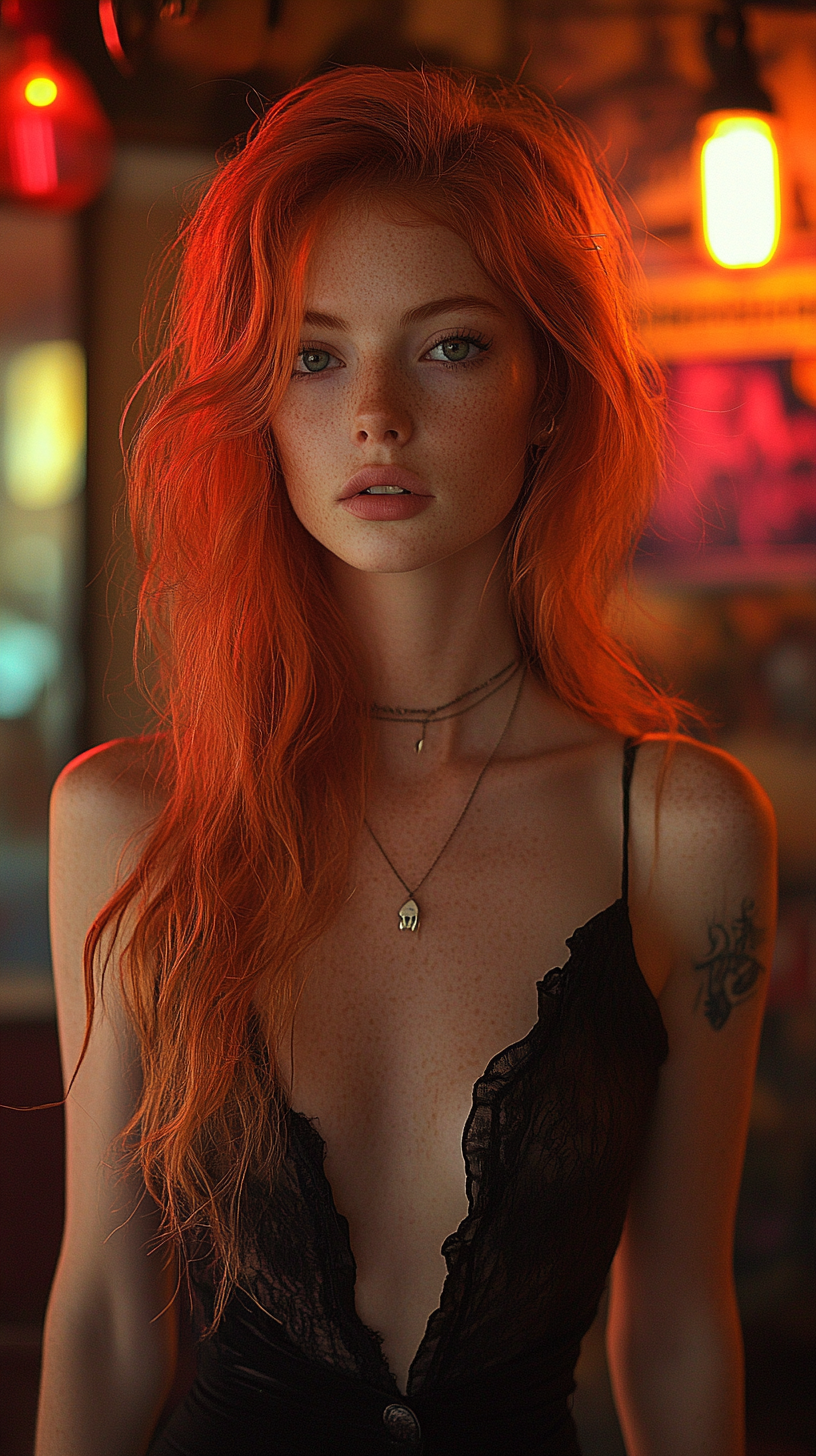 A Beautiful Redhead Model with Rembrandt Lighting