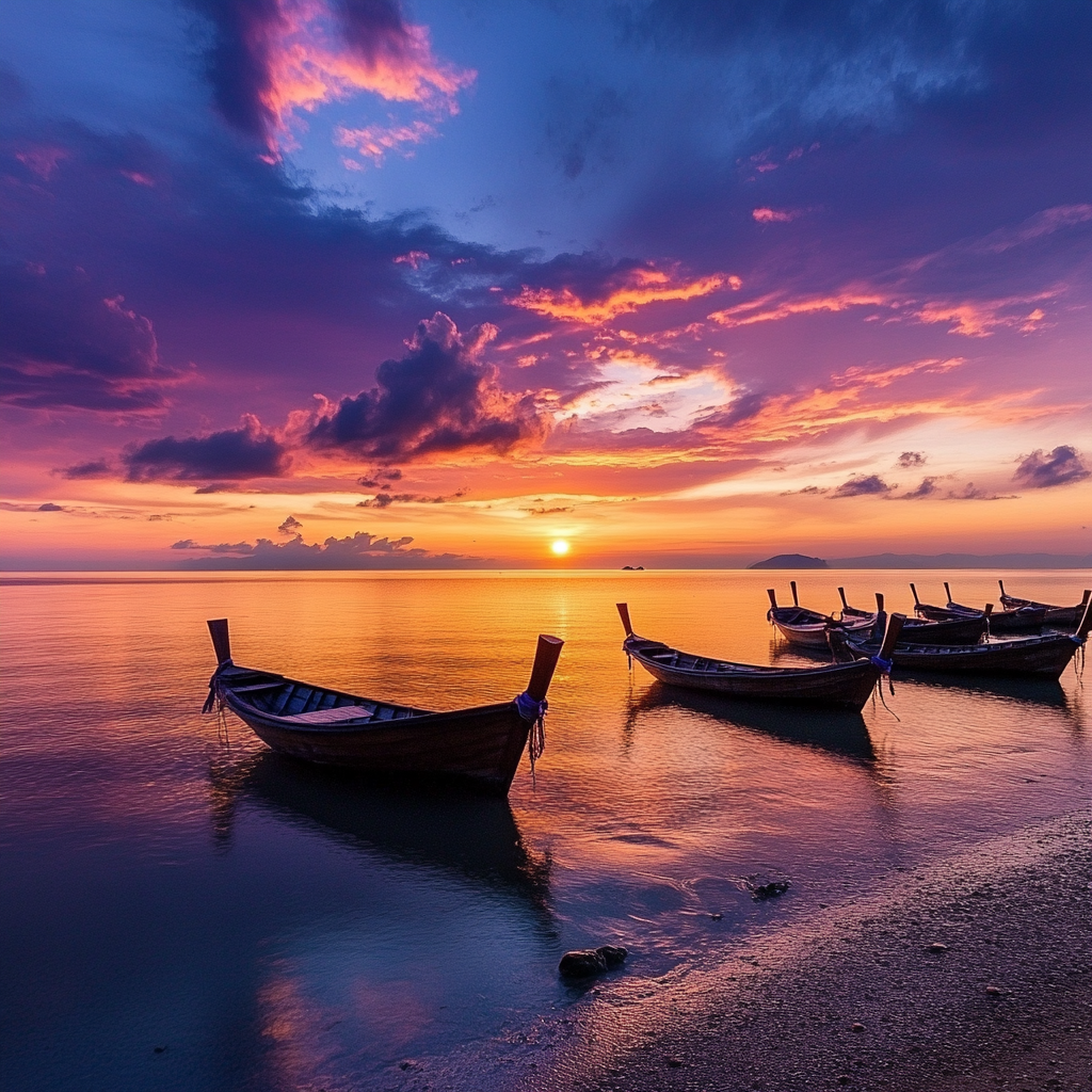 A Beautiful Sunset at Bang Pu, Thailand