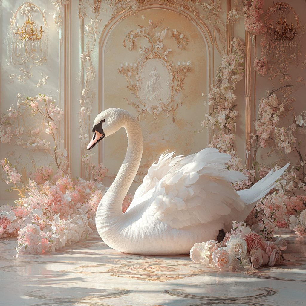 A Beautiful Swan in a Rococo Room