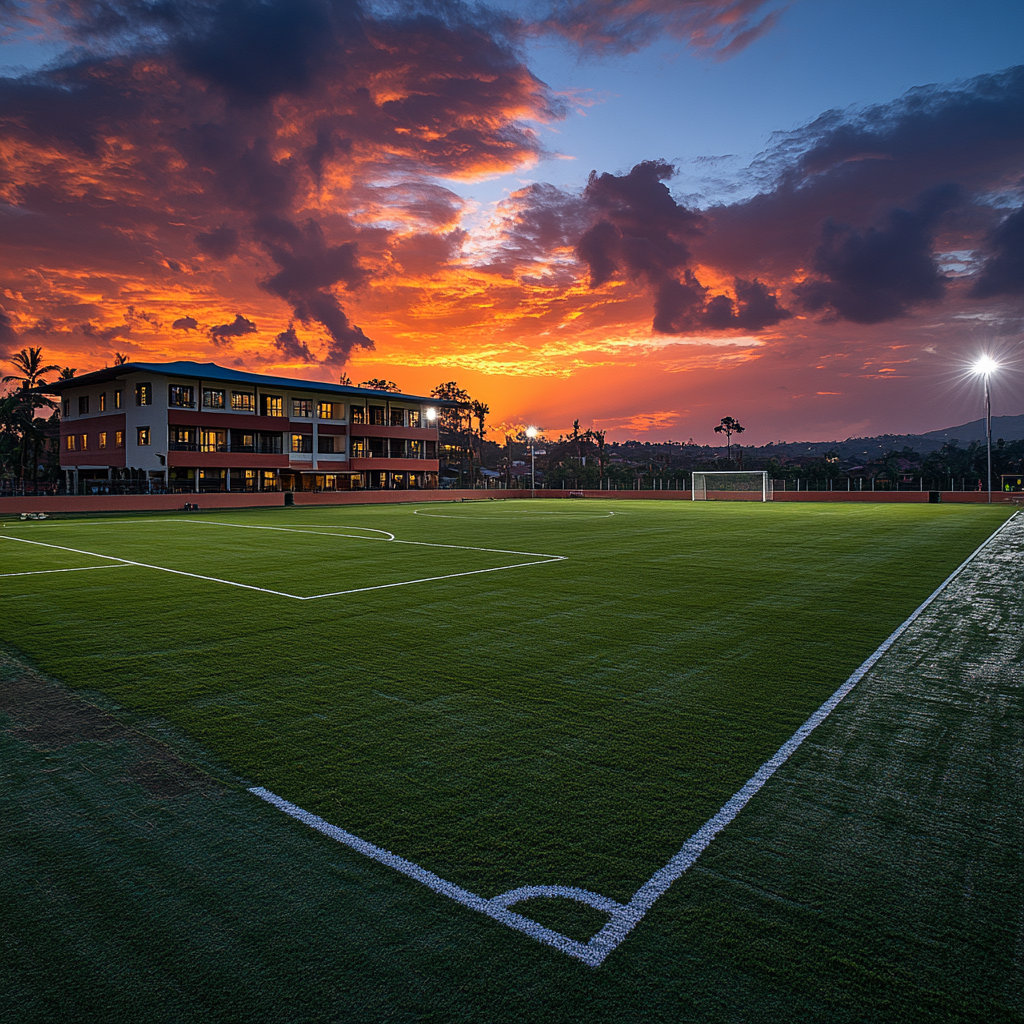 A Beautiful Tanzanian Football Stadium at Dusk