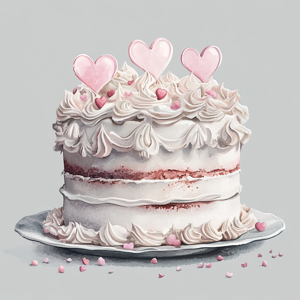 A Beautiful Valentine Cake in Soft Pastels