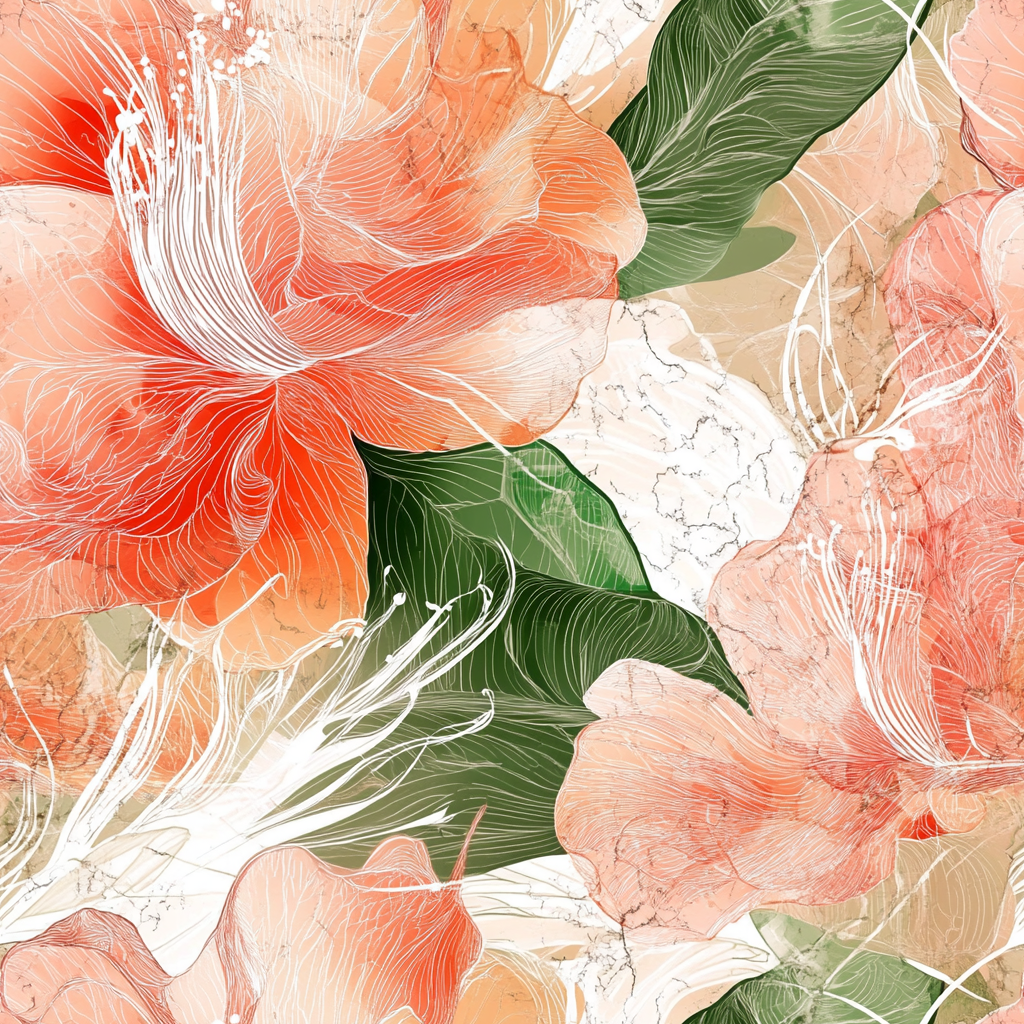 A Beautiful Watercolor Floral Pattern: Azalea and Leaves