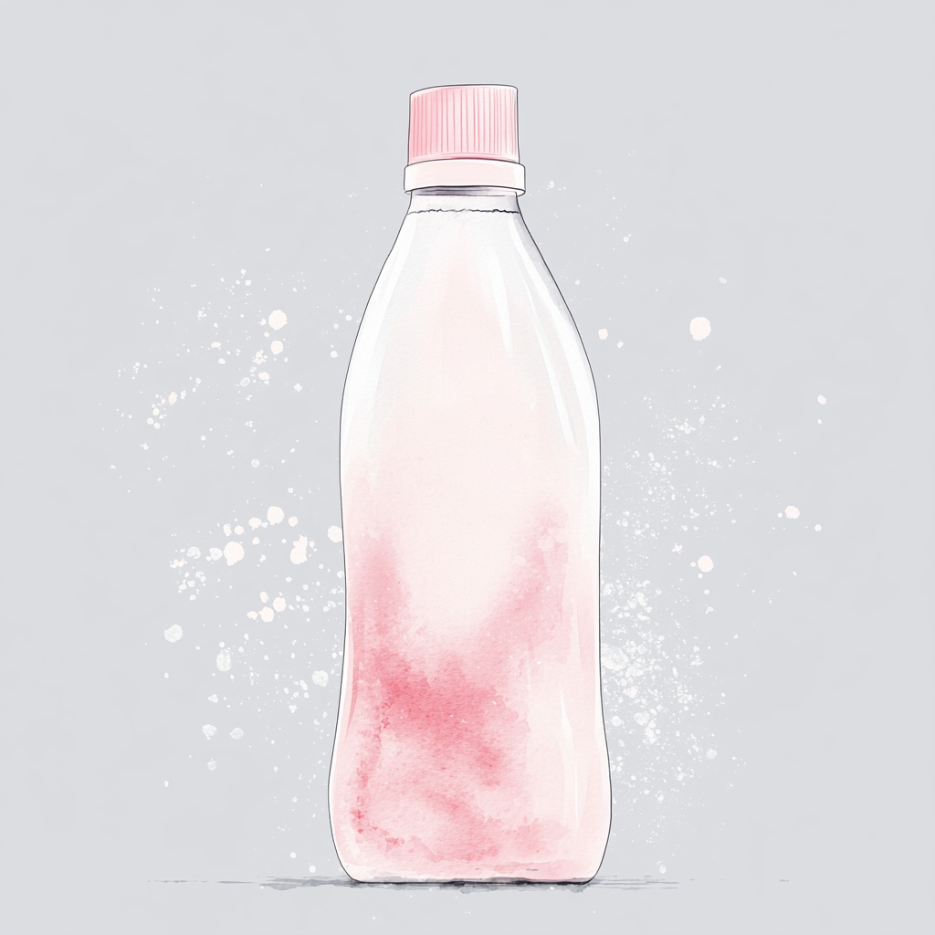 A Beautiful Watercolor Illustration of Pink Cleaning Scene.