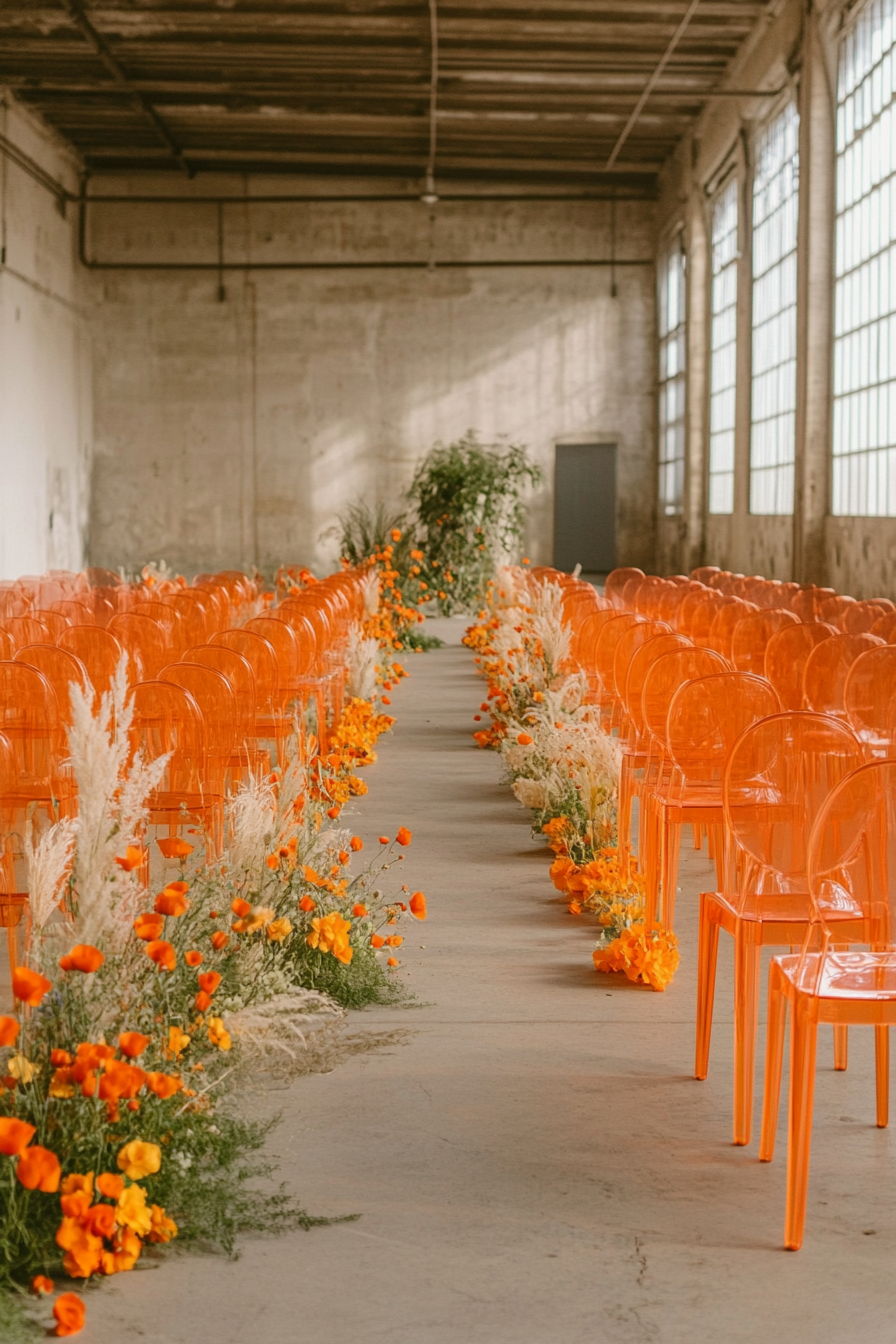 A Beautiful Wedding Decor with Orange Flowers