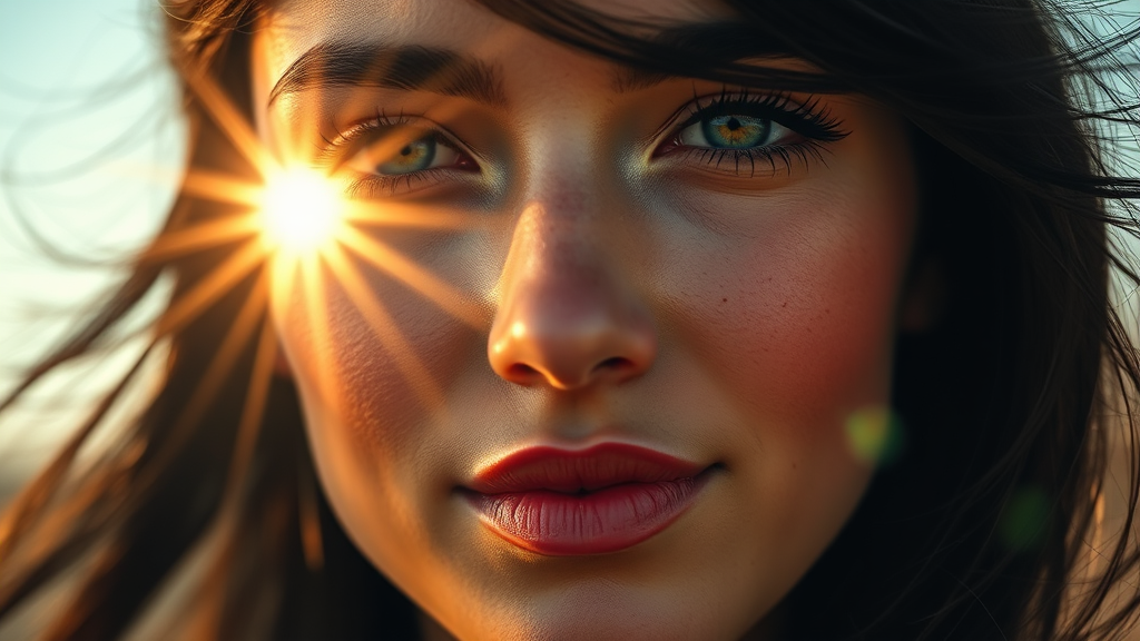 A Beautiful Woman's Face Glowing in Morning Light