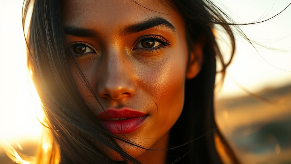 A Beautiful Woman in Morning Sunlight, Reflecting Joy.