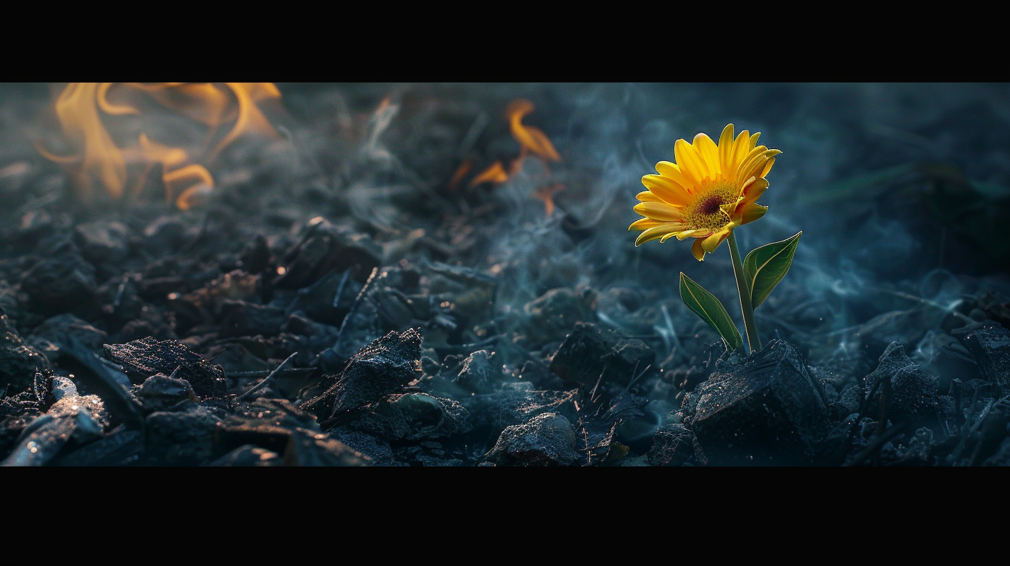 A Beautiful Yellow Gerbera Daisy in Debris