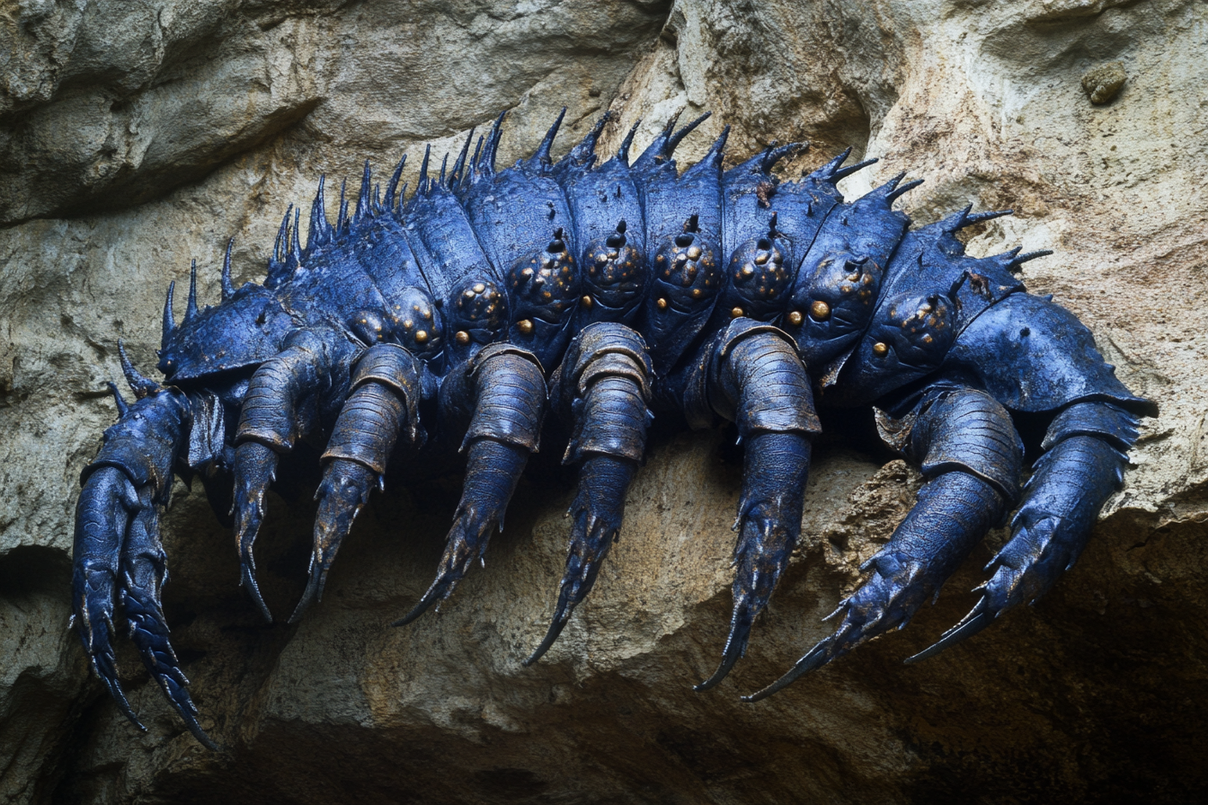 A Big Blue Centipede with Six Eyes.