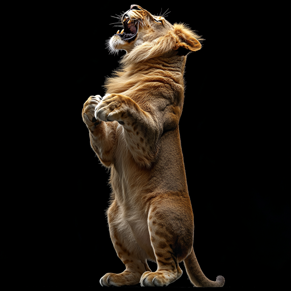 A Big Lion Roaring on Black Background