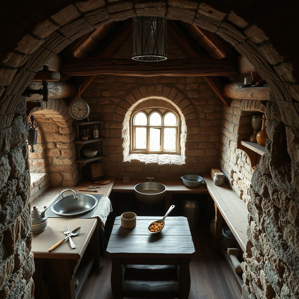 A Bird's Eye View of a Medieval Castle Kitchen