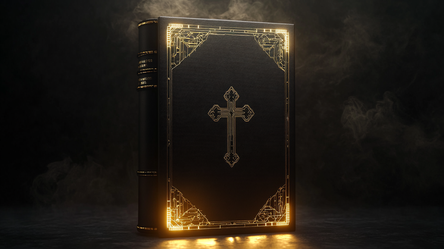 A Black Bible with a Golden Glowing Cover