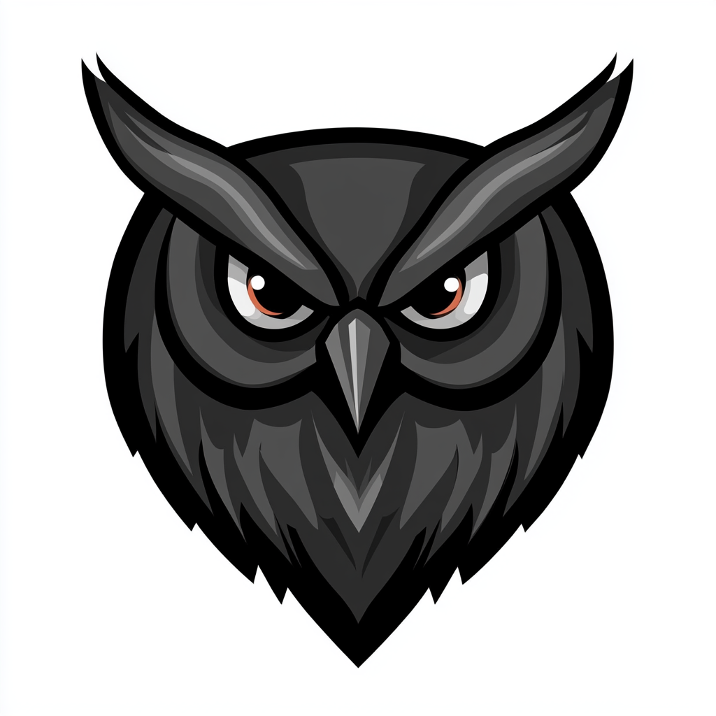 A Black Owl Logo on White Background, Vector Art