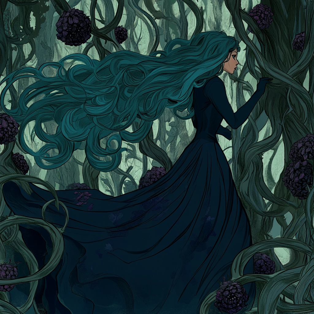 A Black Princess Escaping Thorny Bramble