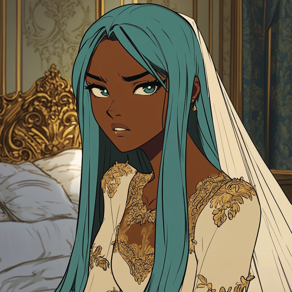 A Black Princess in a Royal Bedroom, Irritated