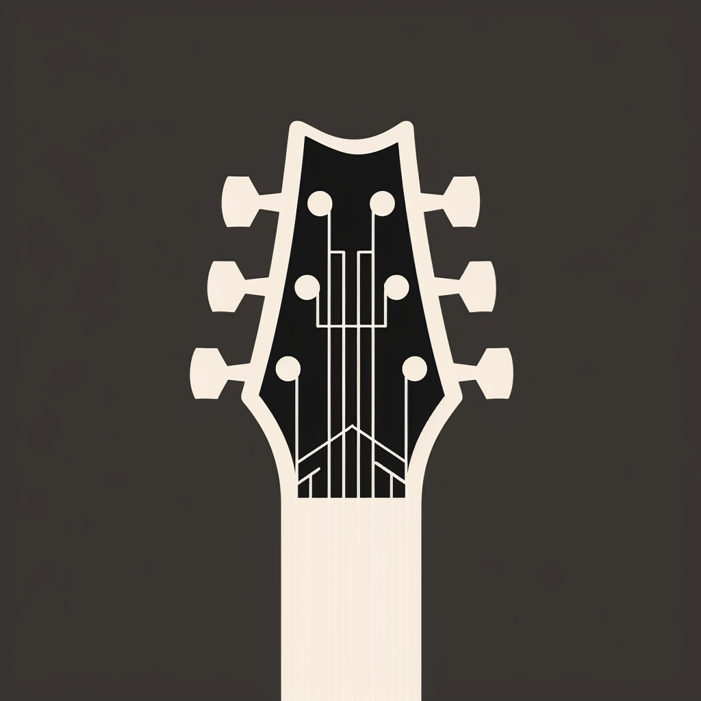 A Black and White Guitar Headstock Logo