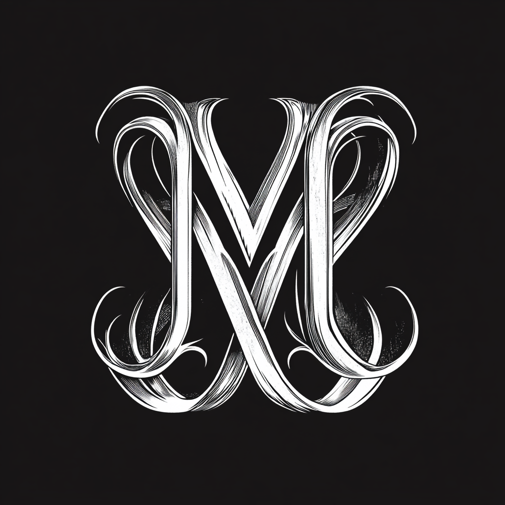 A Black and White Logo with Intertwined Letters.