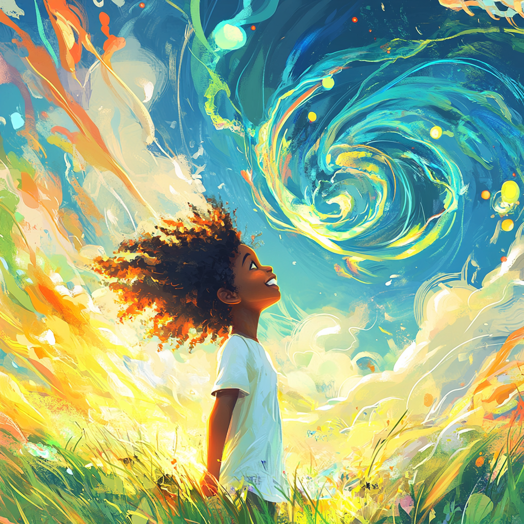 A Black child's triumph in vibrant, empowering illustration.