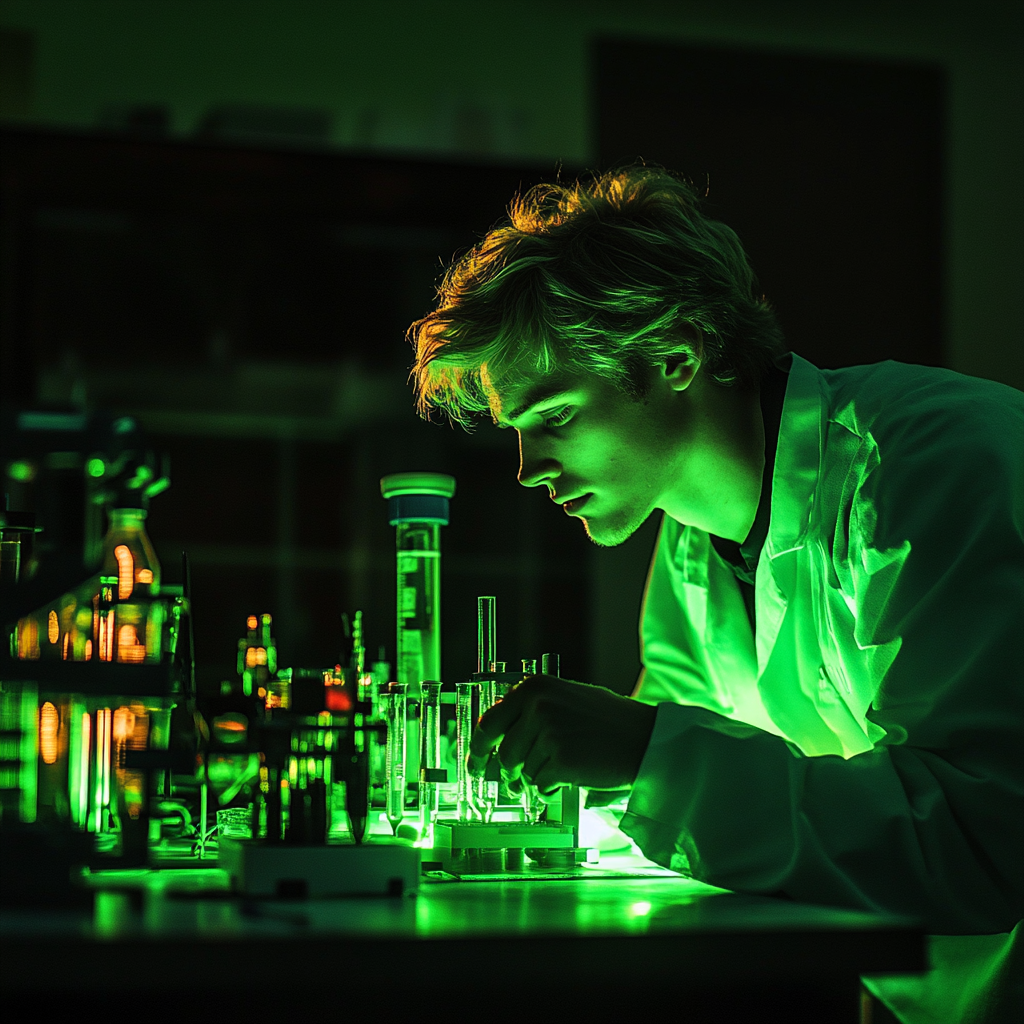 A Blonde Scientist PhD Student in Lab Experiment