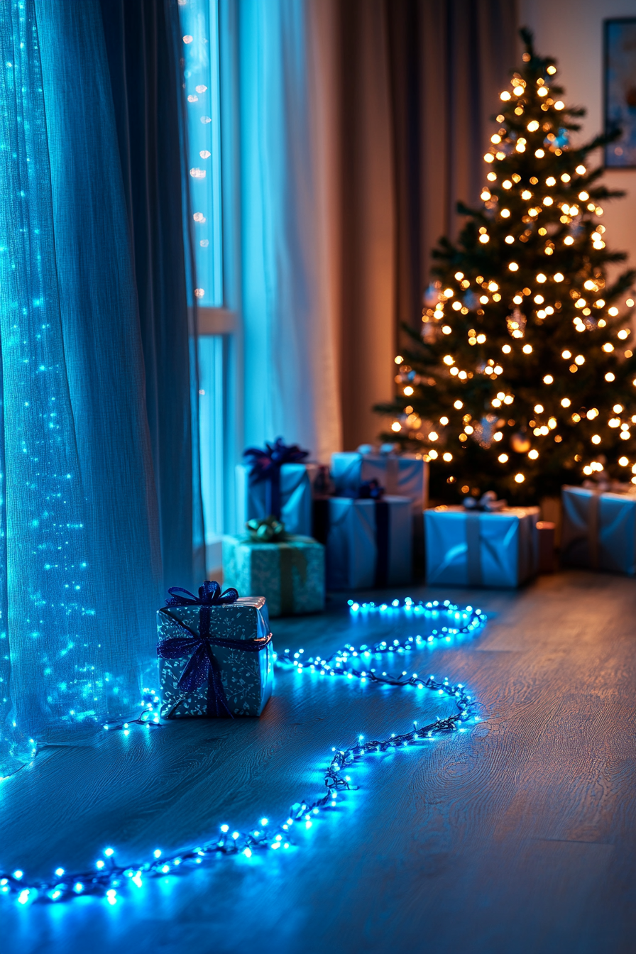 A Blue LED Garland in the Festive Living Room