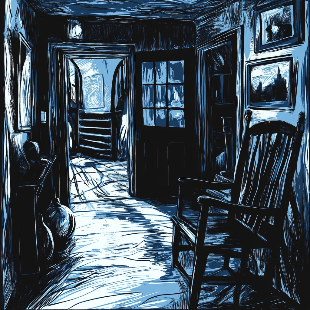 A Bold, Slender Seance Doodle in Blue Black