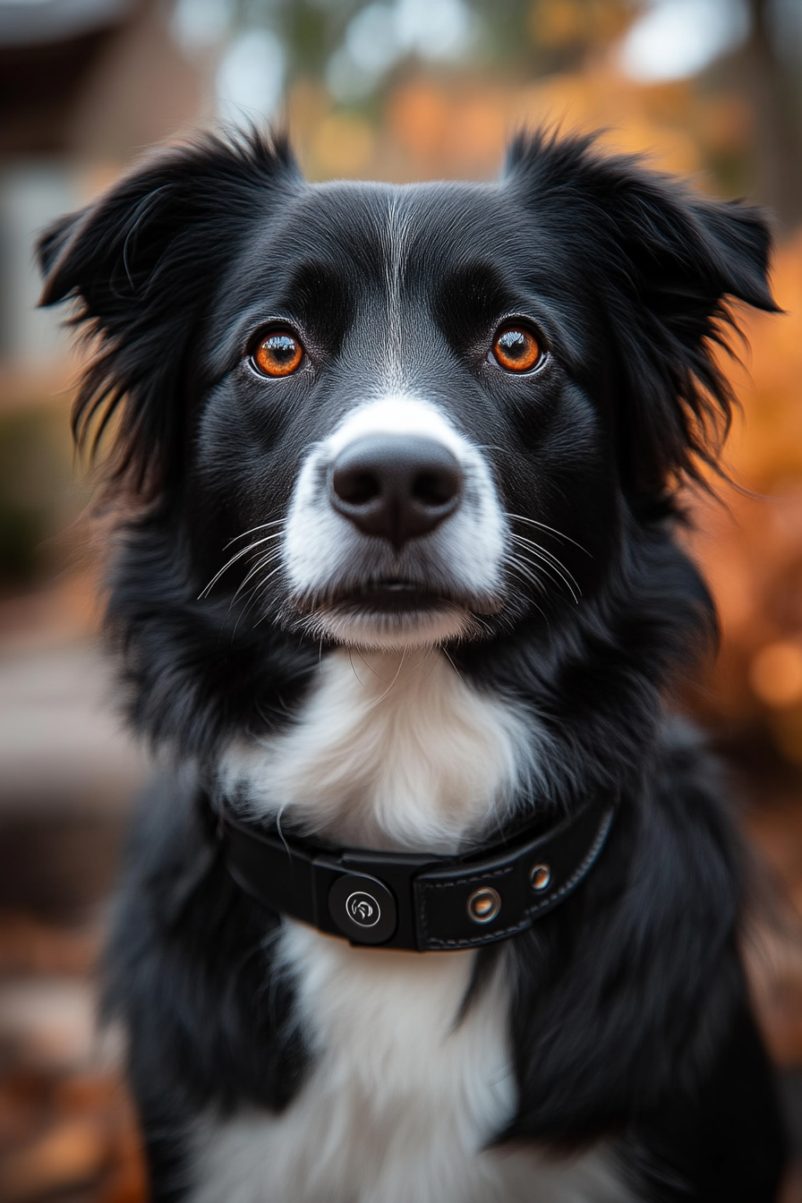 A Border Collie with GPS collar in neighborhood