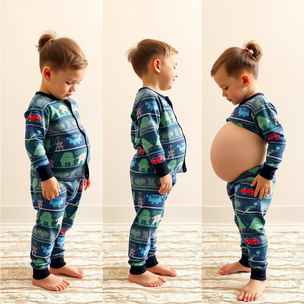A Boy's Belly Growing Bigger and Rounder