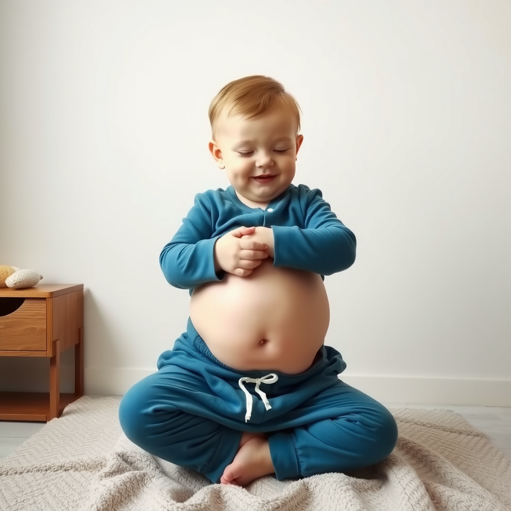 A Boy's Growing Belly in Pajamas