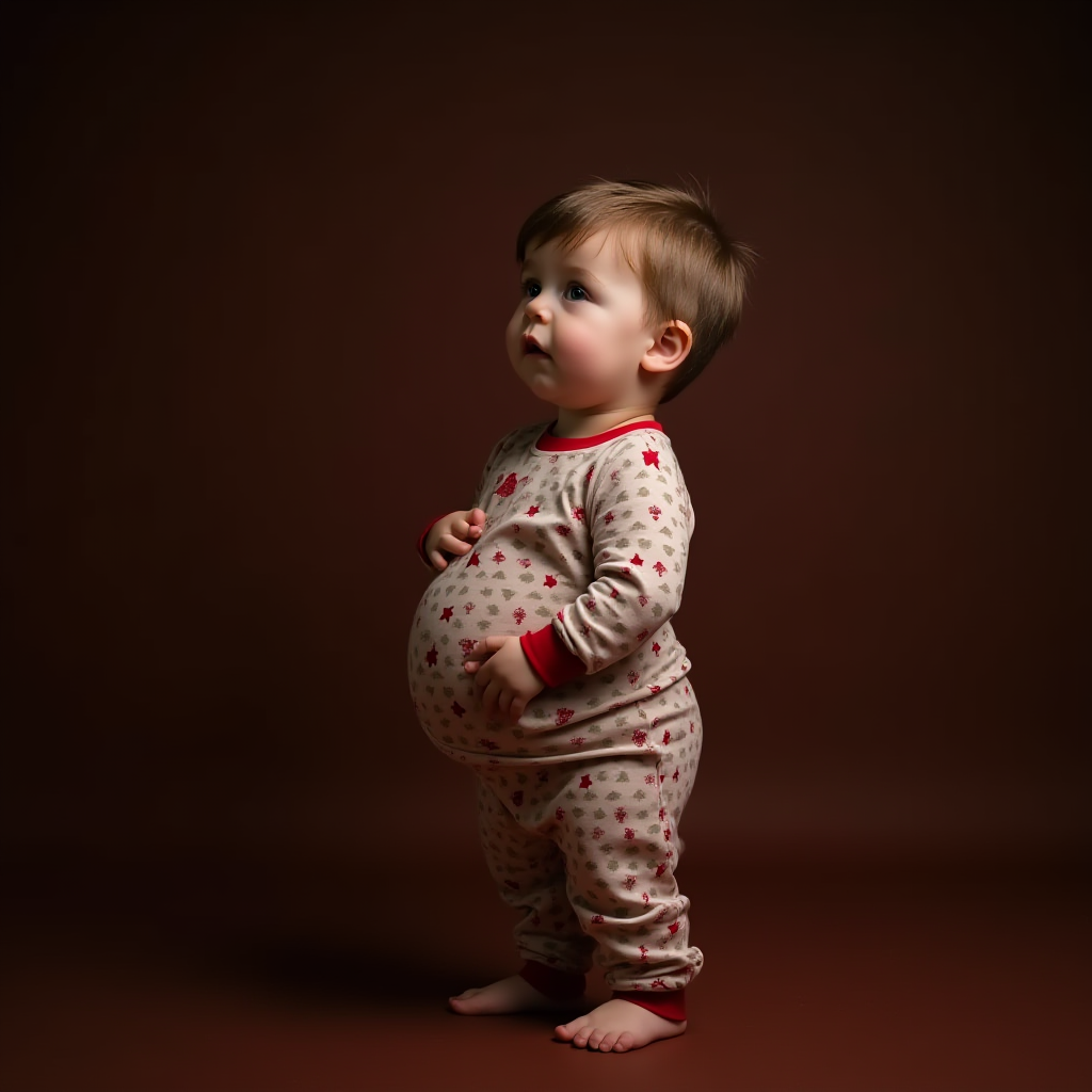A Boy's Huge Belly on Christmas Morning
