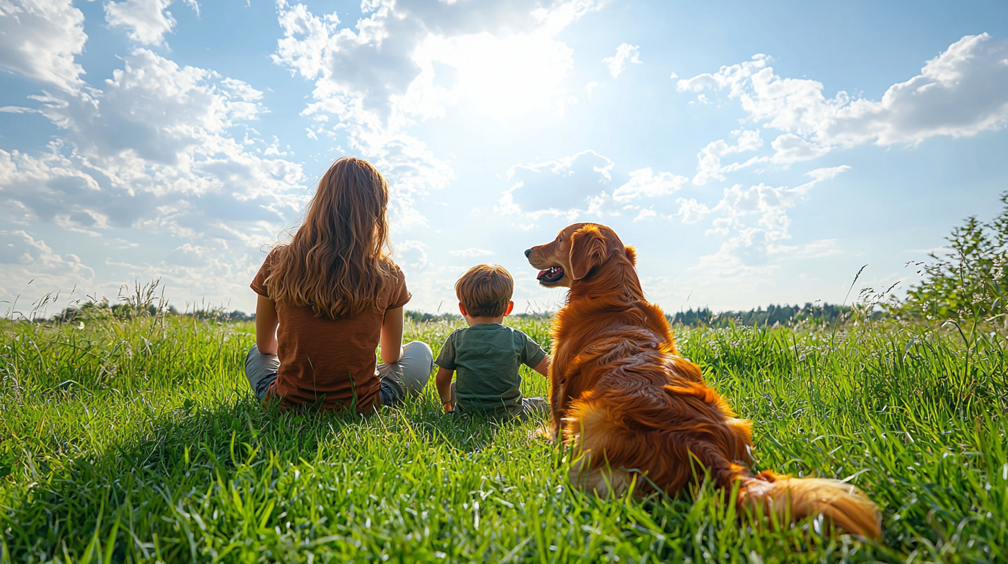 A Boy, His Dog, and Young Couple Playing