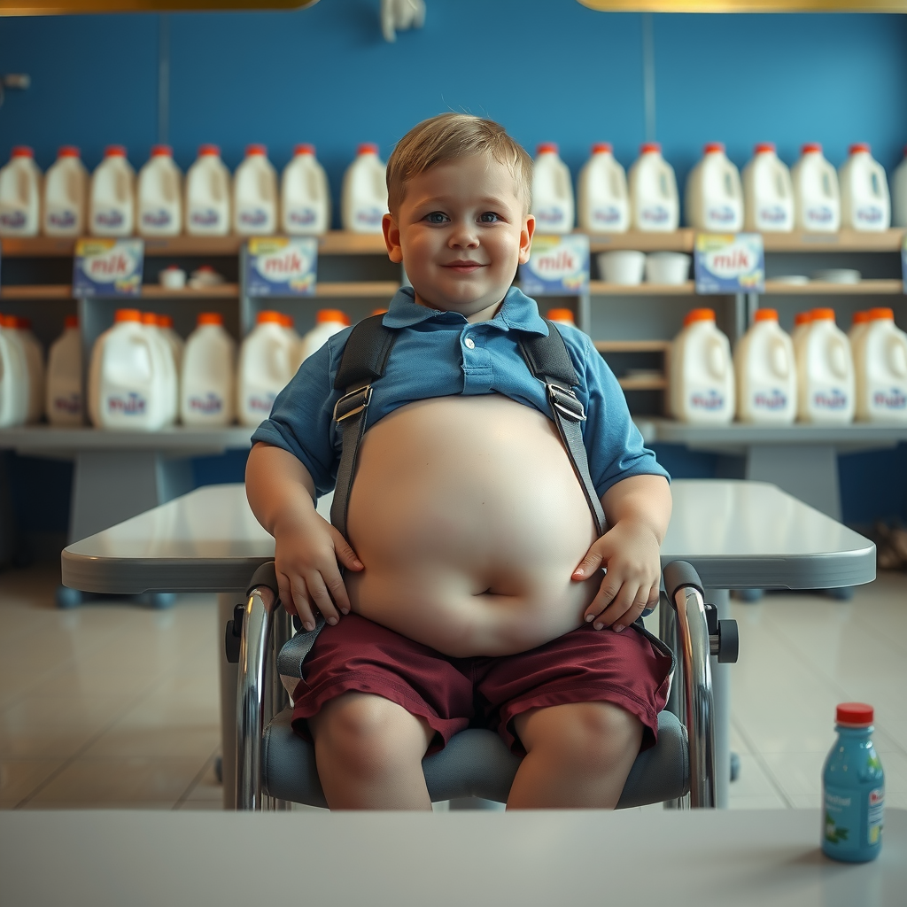 A Boy Drinking Weight Gain Milk in Cafeteria