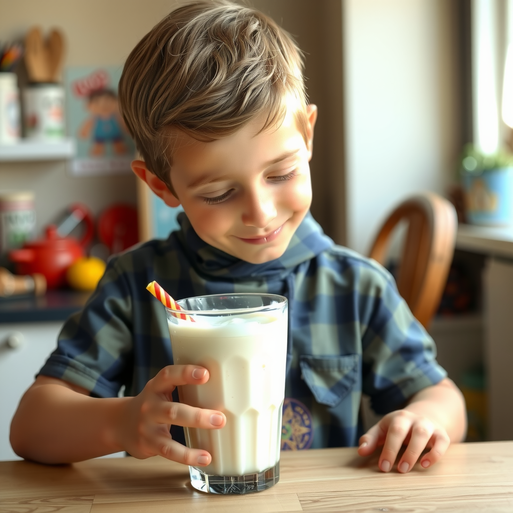 A Boy Drinking Weight Gain Milkshake