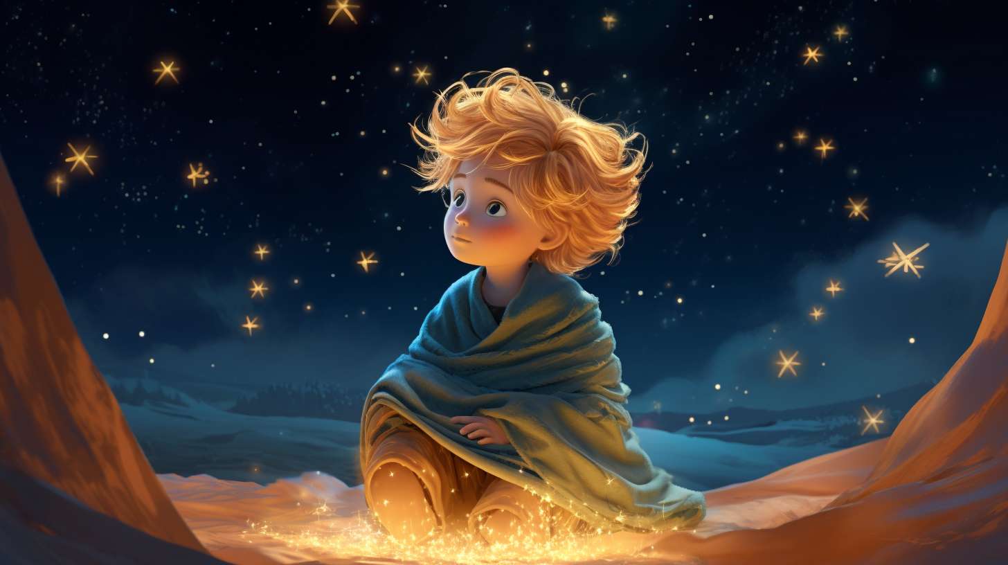 A Boy in Desert with Magic Stars, Wondering