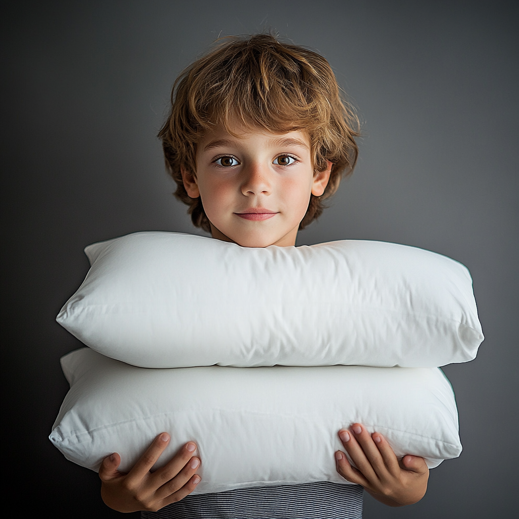 A Boy with White Pillows in Professional Photography