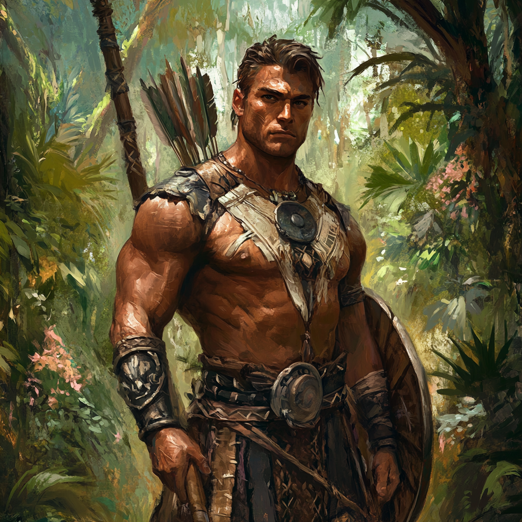 A Brave Kernai Warrior in Forest Setting