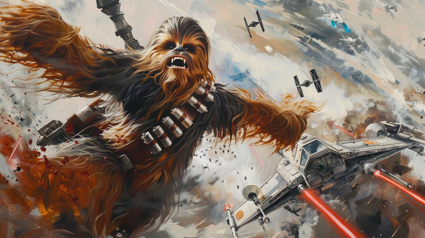 A Brave Wookie Jedi Pilot in Epic Battle