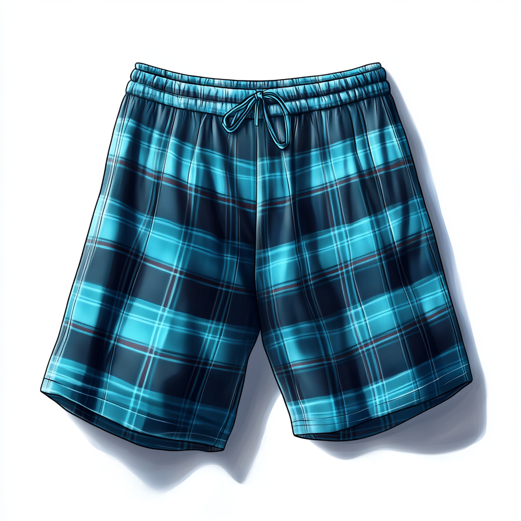 A Brightly Displayed Blue Plaid Girl's Pajama Shorts