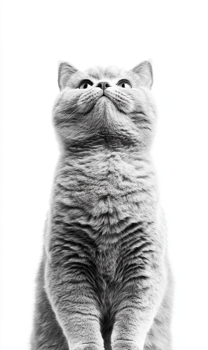 A British shorthair cat standing on two legs.