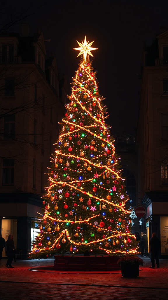 A Burning Christmas Tree in Town Square.