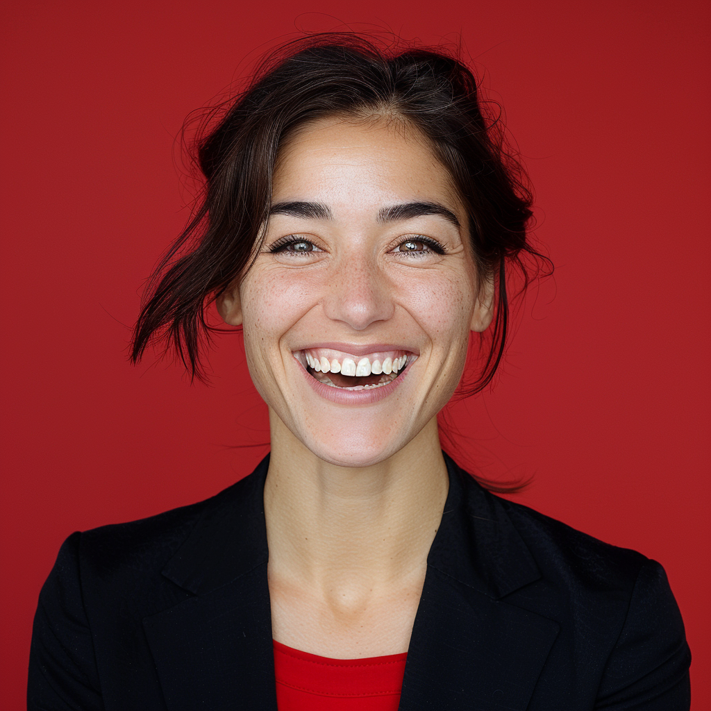 A Business Woman Smiling in a Studio Photo