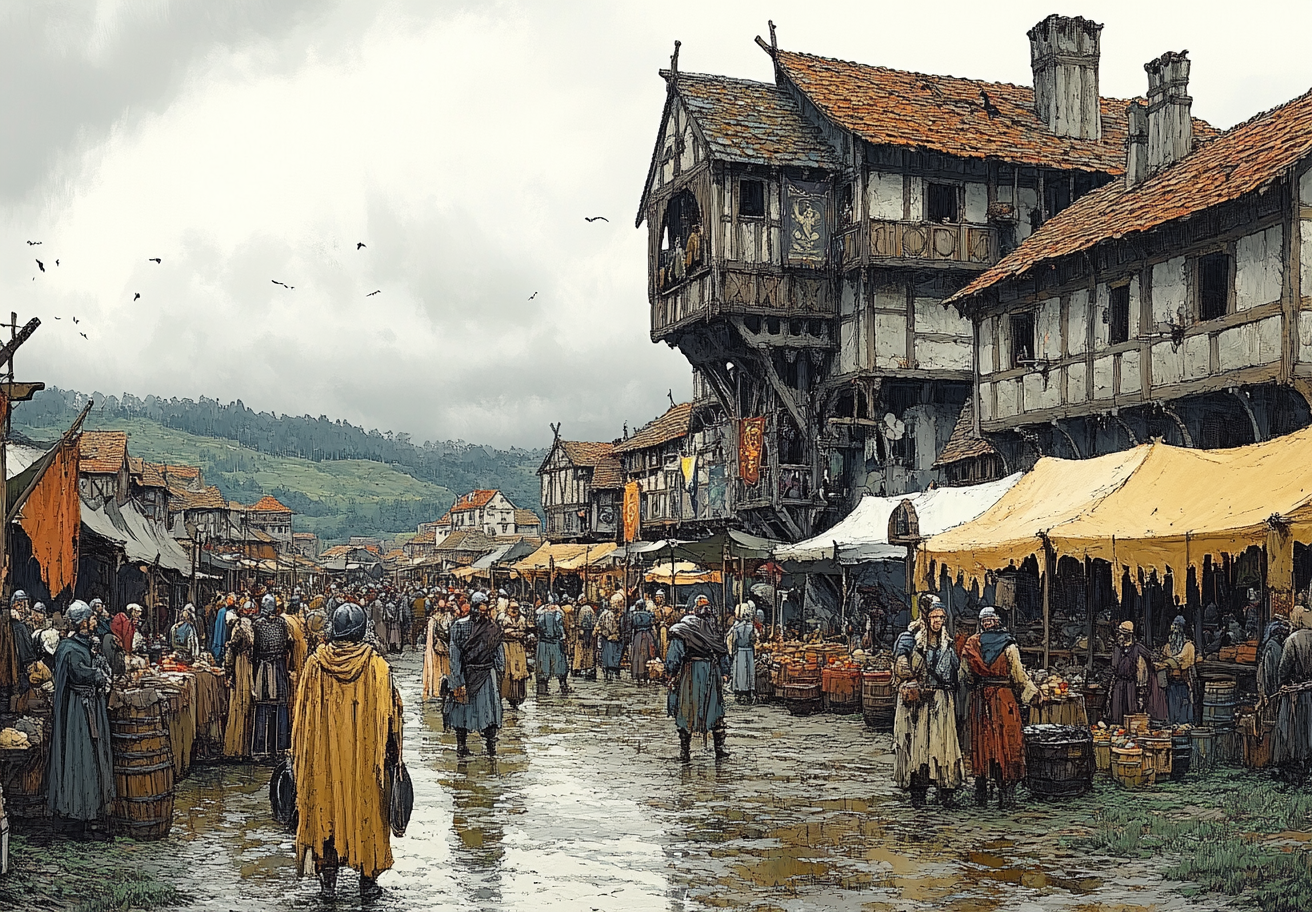 A Busy Viking Market Square in 1540's Brazil