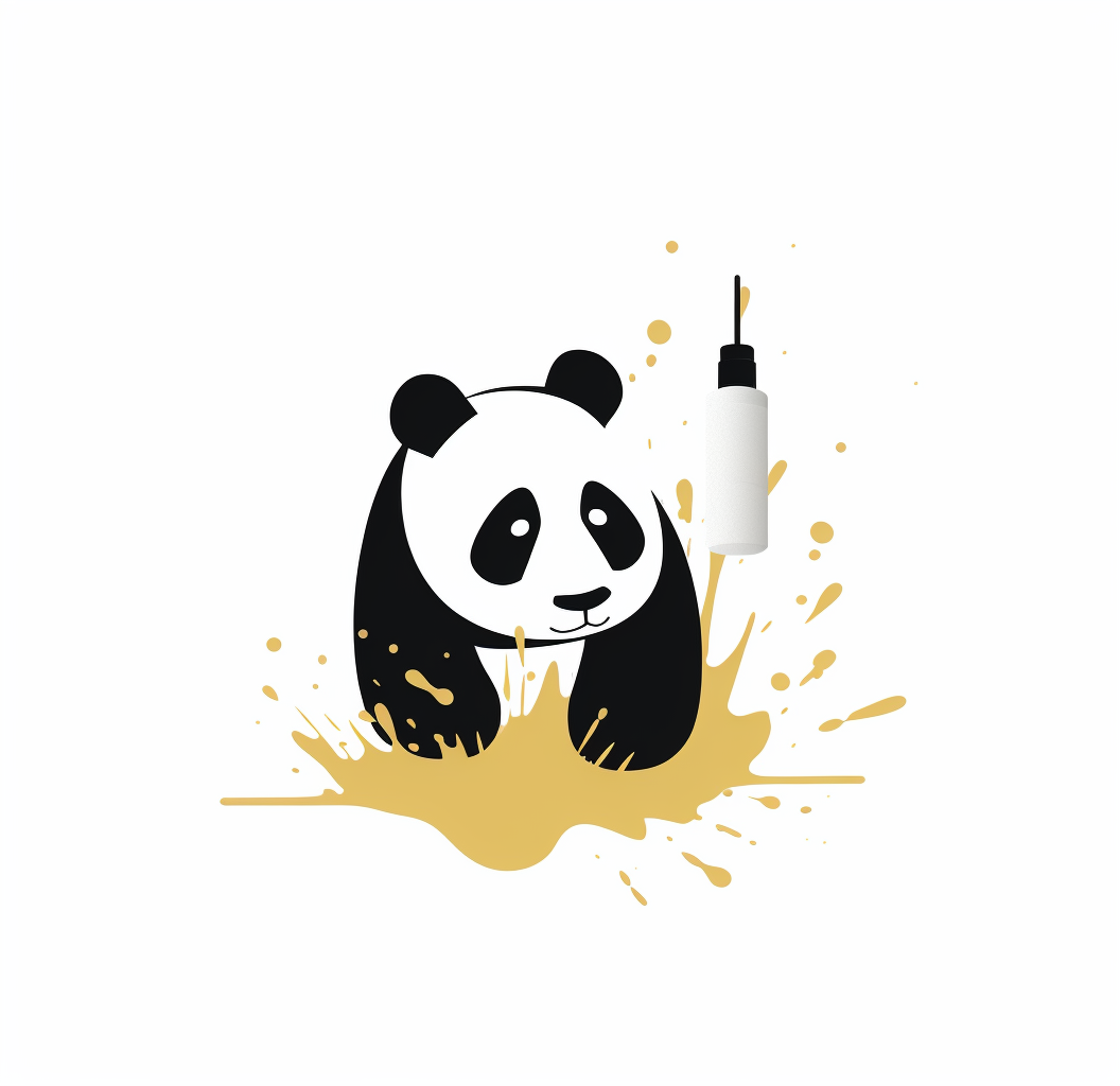 A Cartoon Panda With Fountain Pen Logo