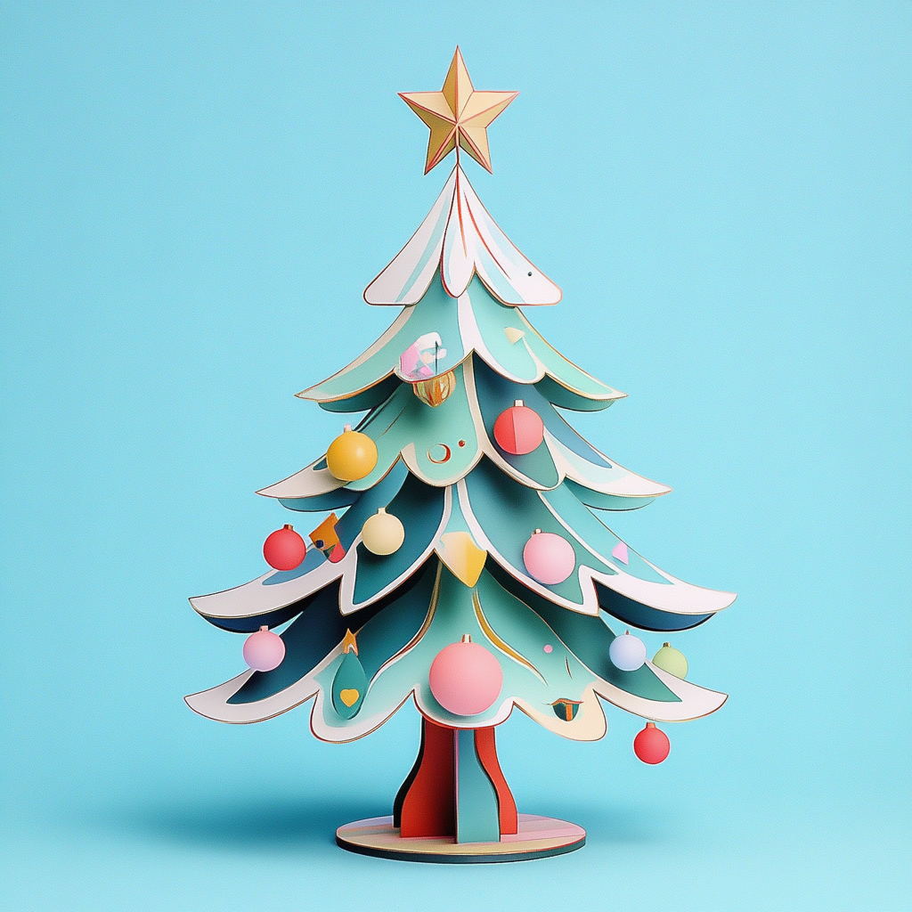 A Cartoonish Christmas Tree with Retro Vibe