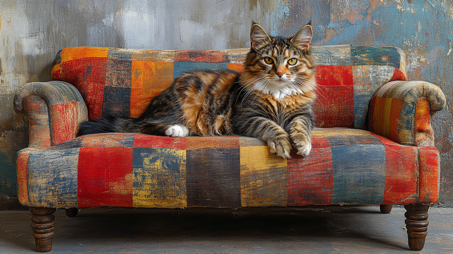 A Cat's Sudden Slip on New Sofa Fabric