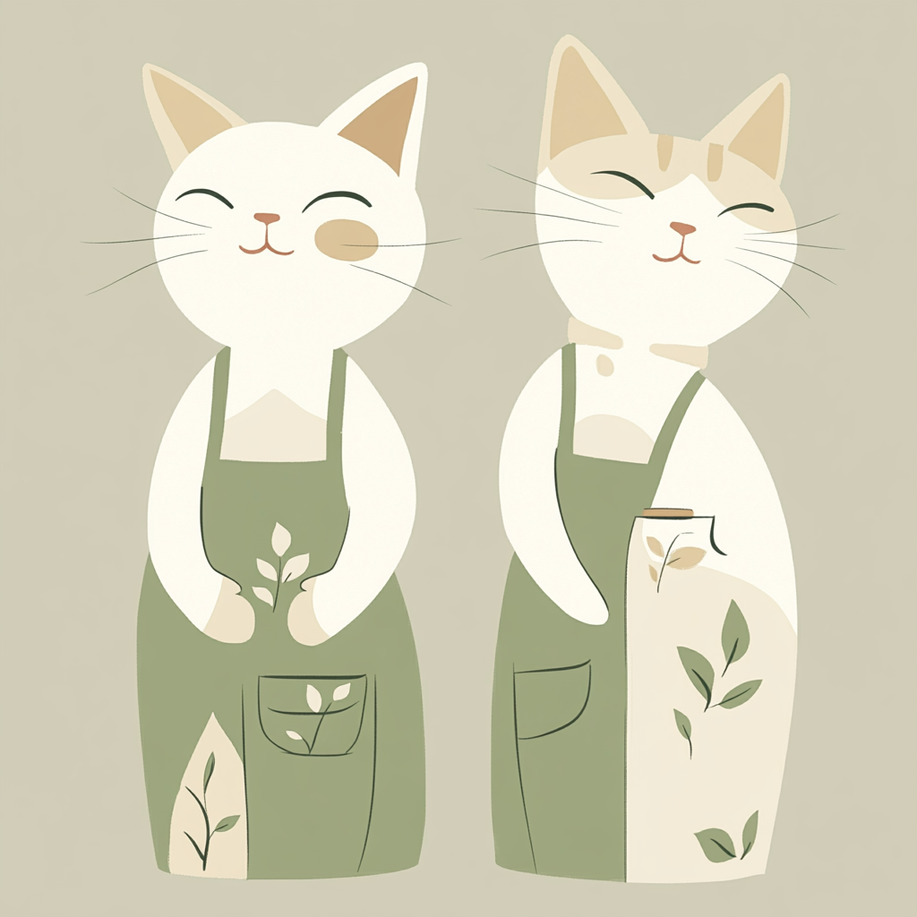 A Cat Barista with Tea Leaf Pattern