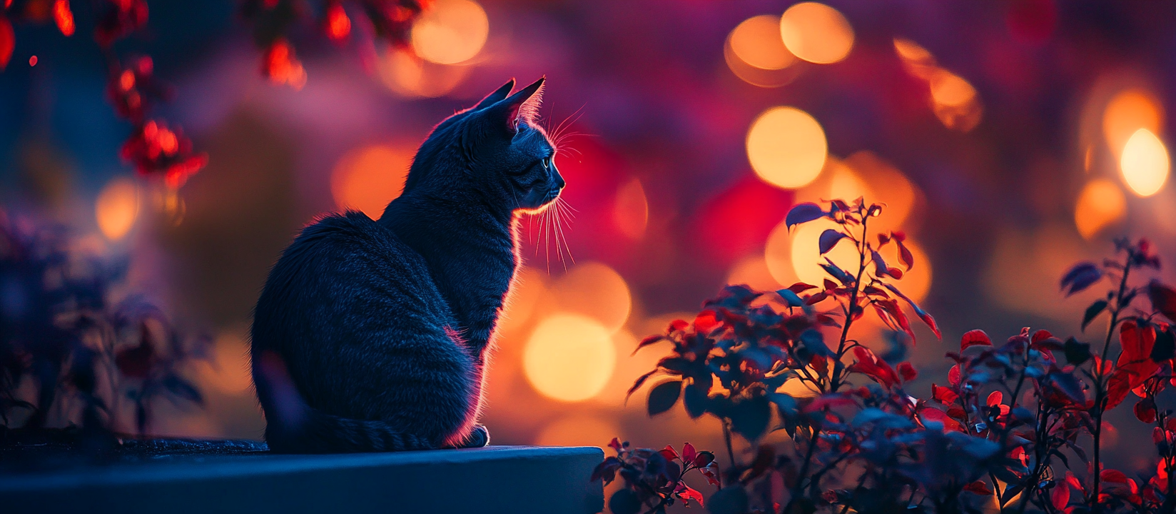 A Cat on Rooftop at Night with Stars