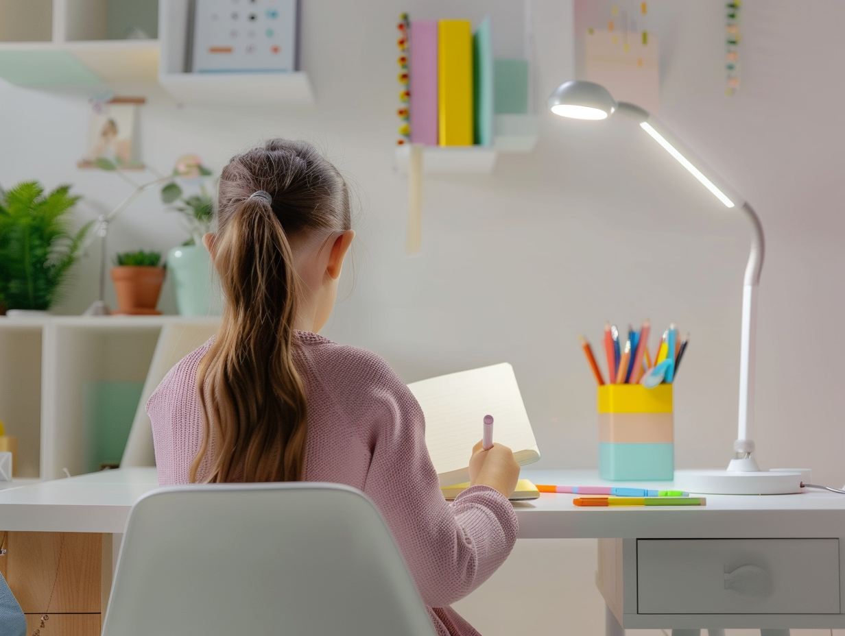 A Child's Study Corner with LED Lamp