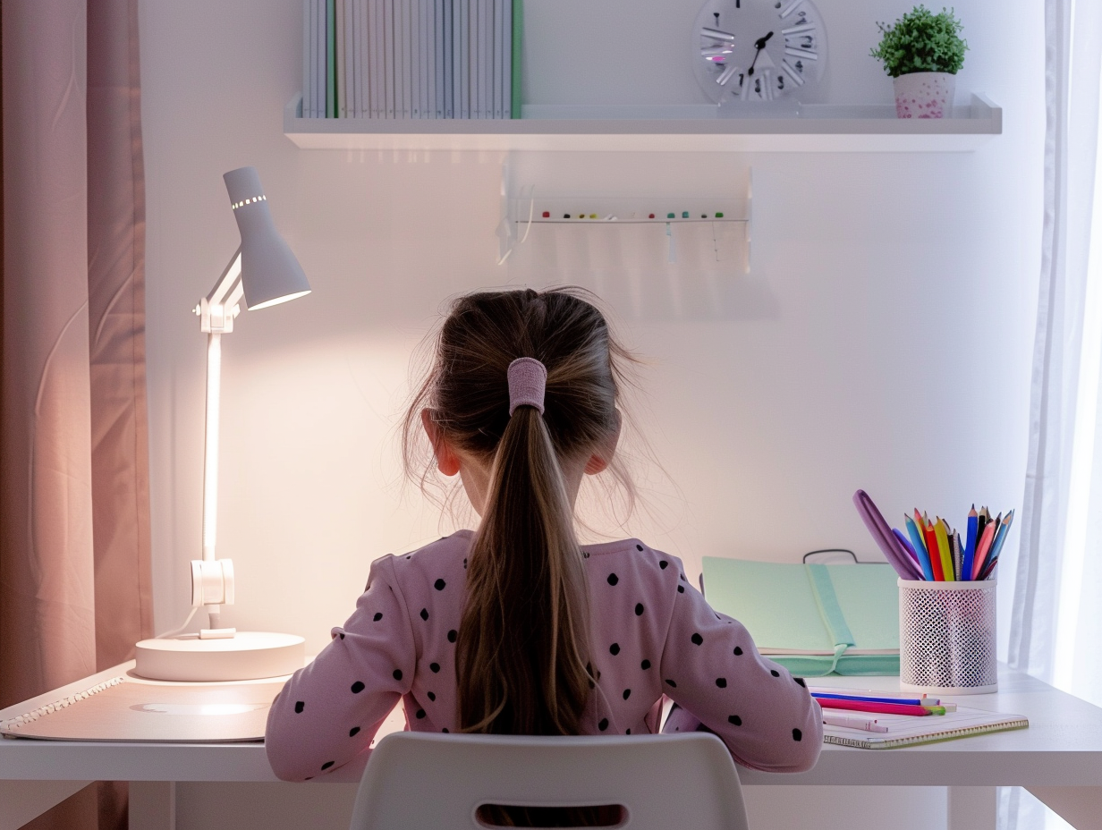 A Child's Studying Corner with LED Lamp