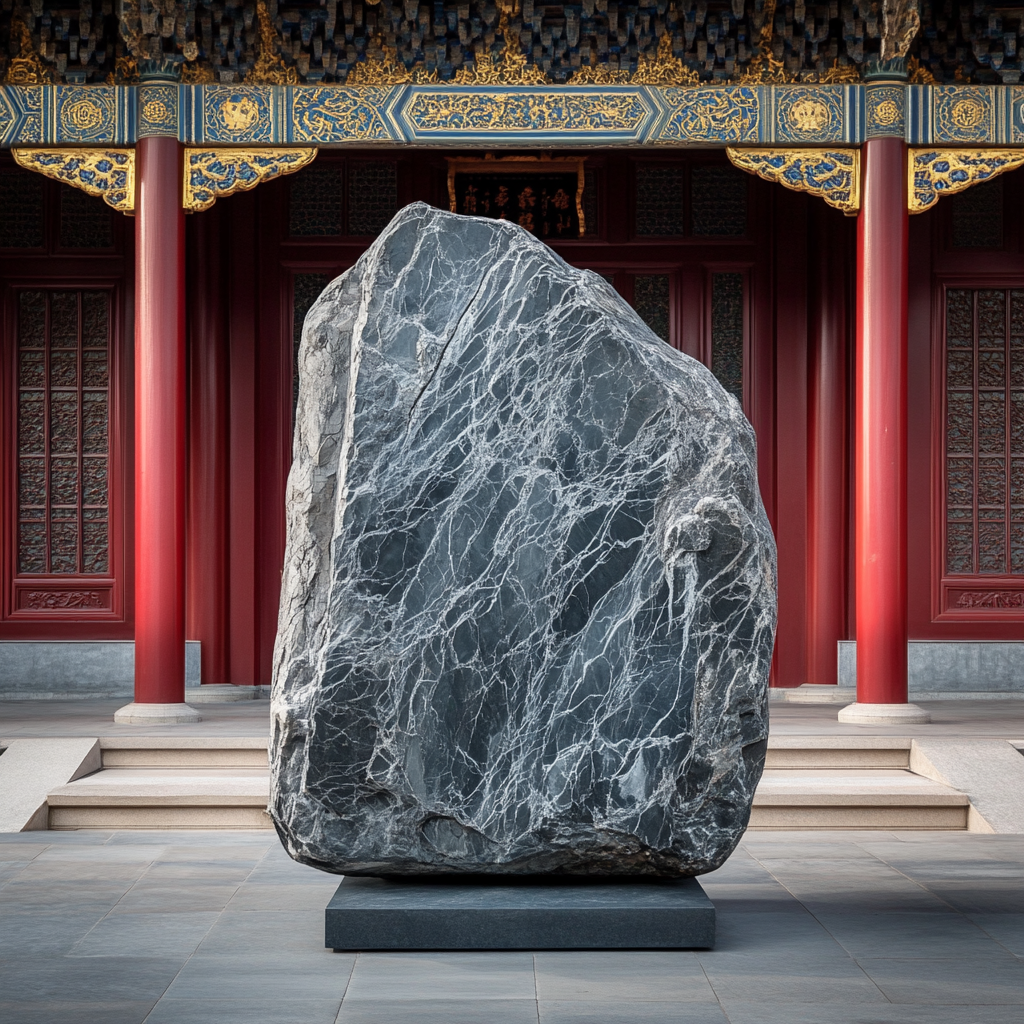 A Chinese Big Rock Decoration at the Gate