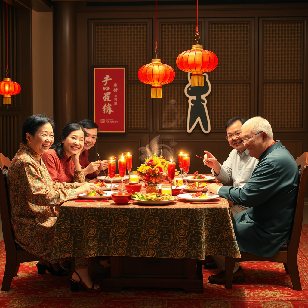 A Chinese Family Celebrating New Year's Dinner