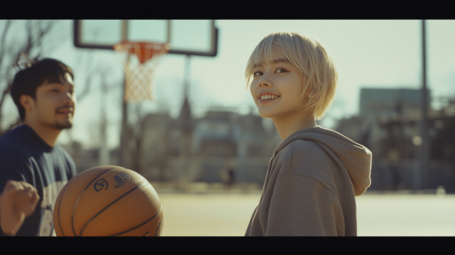 A Chinese Girl Outplays Opponent on Basketball Court